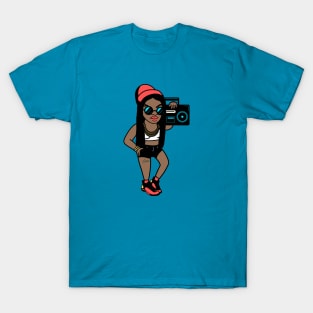 Cool Old School Fly Girl with Boombox T-Shirt